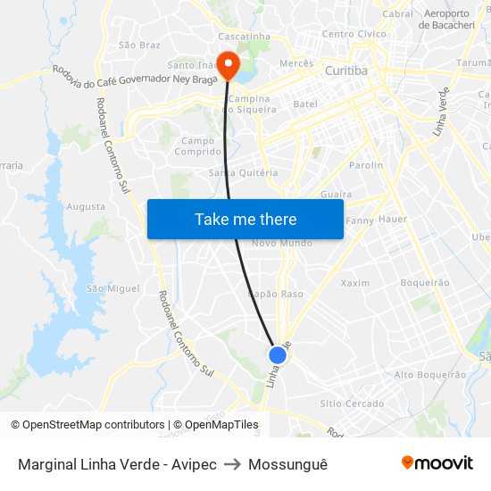 Marginal Linha Verde - Avipec to Mossunguê map