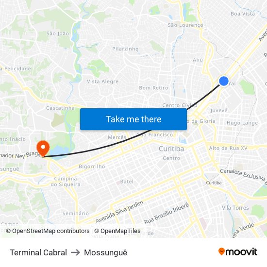 Terminal Cabral to Mossunguê map