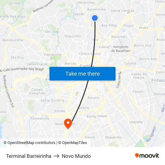 Terminal Barreirinha to Novo Mundo map