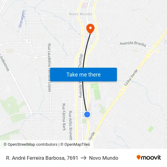 R. André Ferreira Barbosa, 7691 to Novo Mundo map