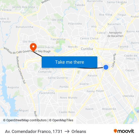 Av. Comendador Franco, 1731 to Orleans map