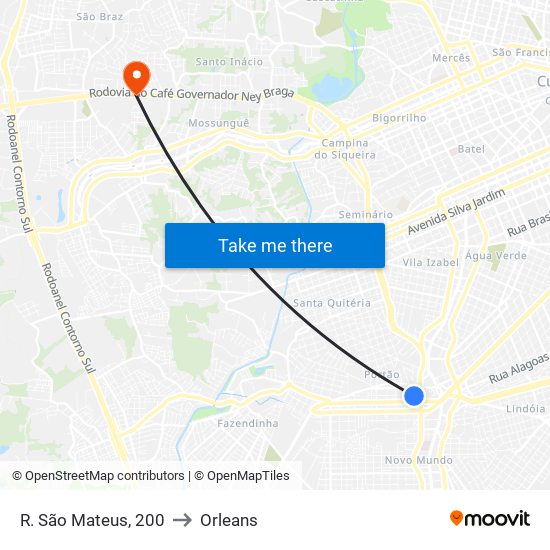 R. São Mateus, 200 to Orleans map