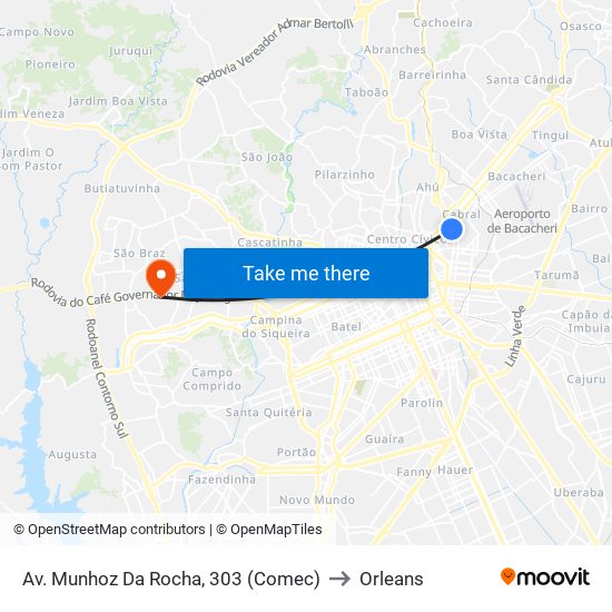 Av. Munhoz Da Rocha, 303 (Comec) to Orleans map