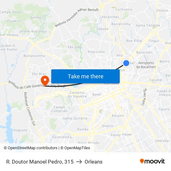 R. Doutor Manoel Pedro, 315 to Orleans map