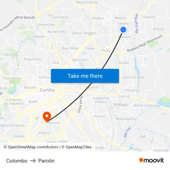 Colombo to Parolin map