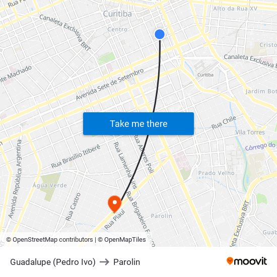 Guadalupe (Pedro Ivo) to Parolin map