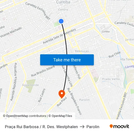 Praça Rui Barbosa (Desembargador Westphalen) to Parolin map