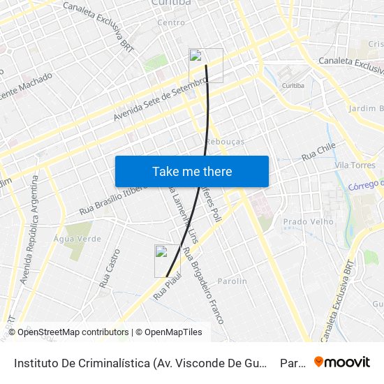 Instituto De Criminalística (Av. Visconde De Guarapuava, 2646) to Parolin map