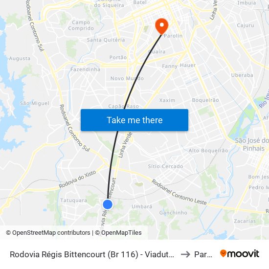 Rodovia Régis Bittencourt (Br 116) - Viaduto Pompéia to Parolin map