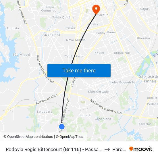 Rodovia Régis Bittencourt (Br 116) - Passarela to Parolin map