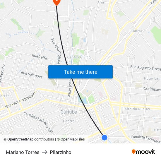 Mariano Torres to Pilarzinho map