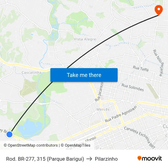 Rod. BR-277, 315 (Parque Barigui) to Pilarzinho map