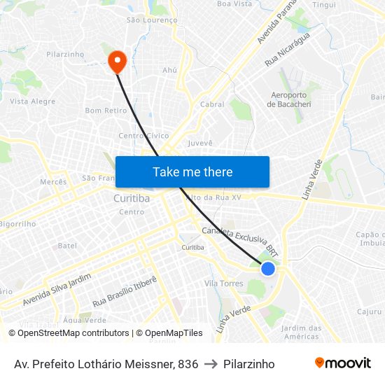 Av. Prefeito Lothário Meissner, 836 to Pilarzinho map