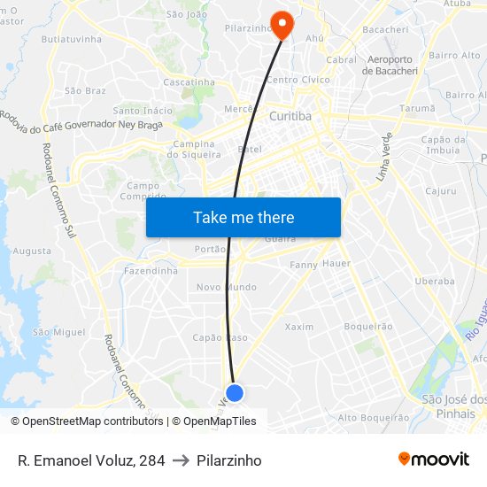 R. Emanoel Voluz, 284 to Pilarzinho map