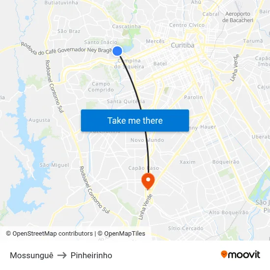 Mossunguê to Pinheirinho map