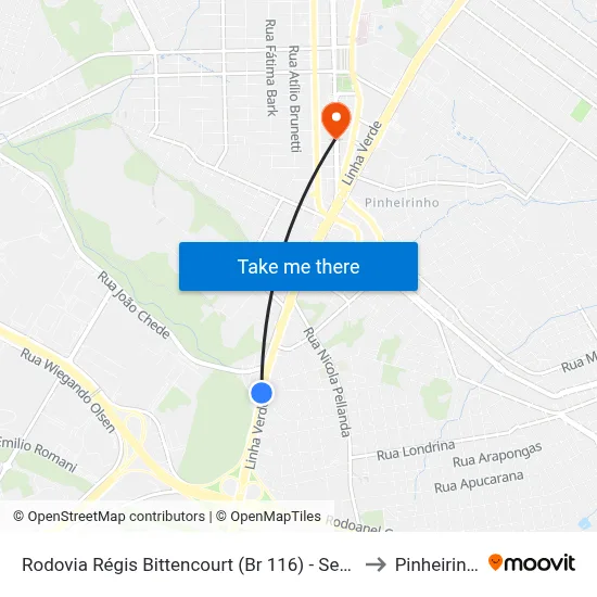 Rodovia Régis Bittencourt (Br 116) - Servopa to Pinheirinho map