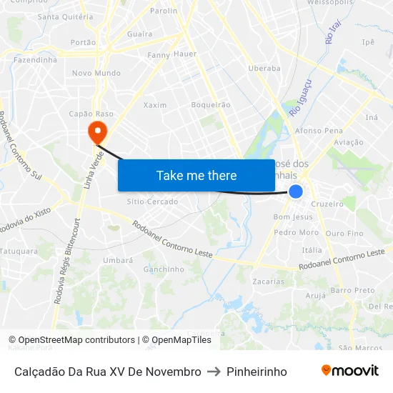 R. Marechal Dedoro da Fonseca, 515 to Pinheirinho map