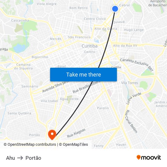 Ahu to Portão map