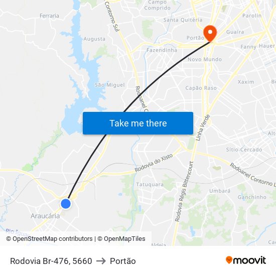 Rodovia Br-476, 5660 to Portão map