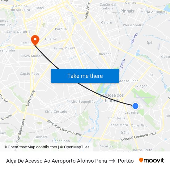 Alça De Acesso Ao Aeroporto Afonso Pena to Portão map