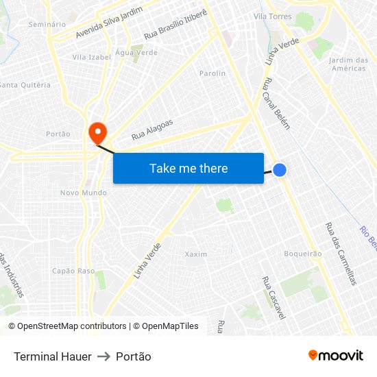 Terminal Hauer to Portão map