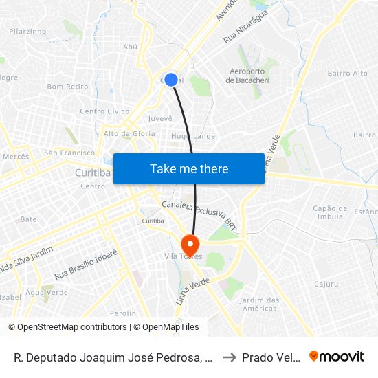 R. Deputado Joaquim José Pedrosa, 402 to Prado Velho map