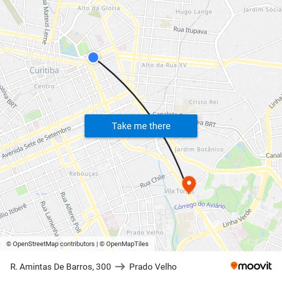 R. Amintas De Barros, 300 to Prado Velho map