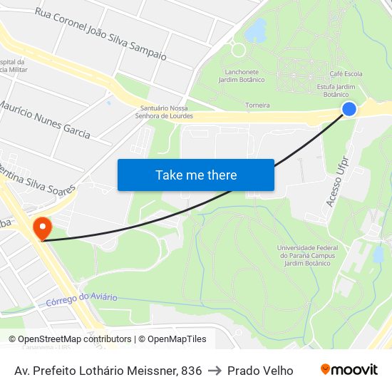 Av. Prefeito Lothário Meissner, 836 to Prado Velho map