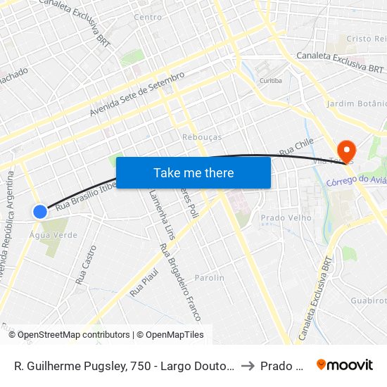 R. Guilherme Pugsley, 750 - Largo Doutor Acir Mullinari to Prado Velho map