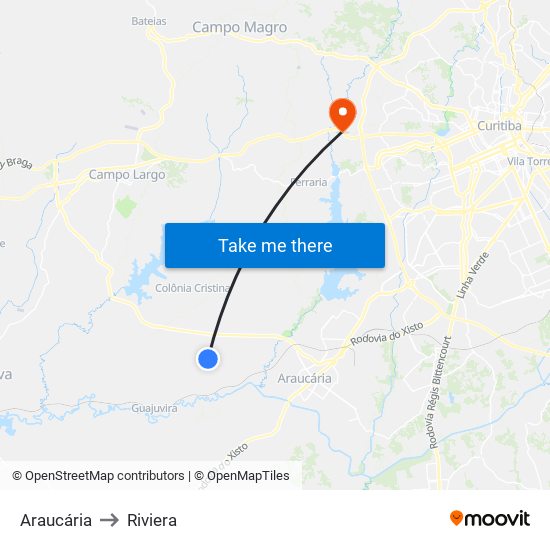Araucária to Riviera map