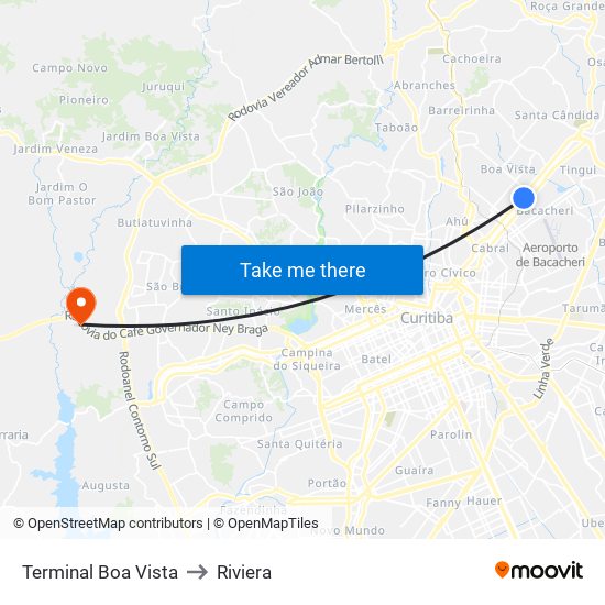 Terminal Boa Vista to Riviera map