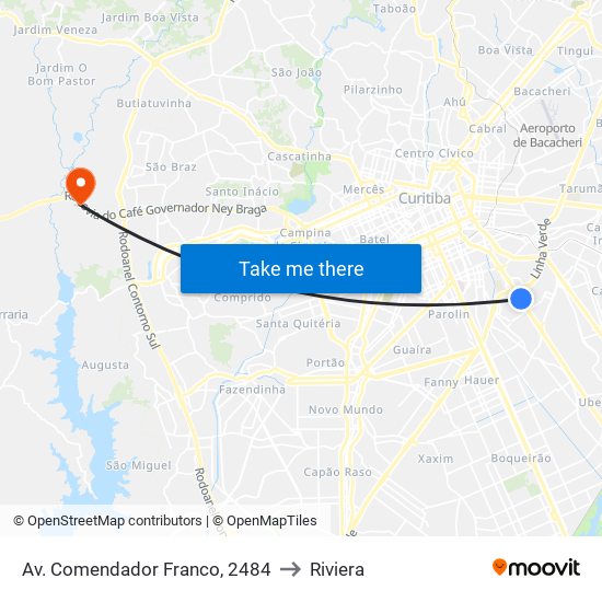 Av. Comendador Franco, 2484 to Riviera map