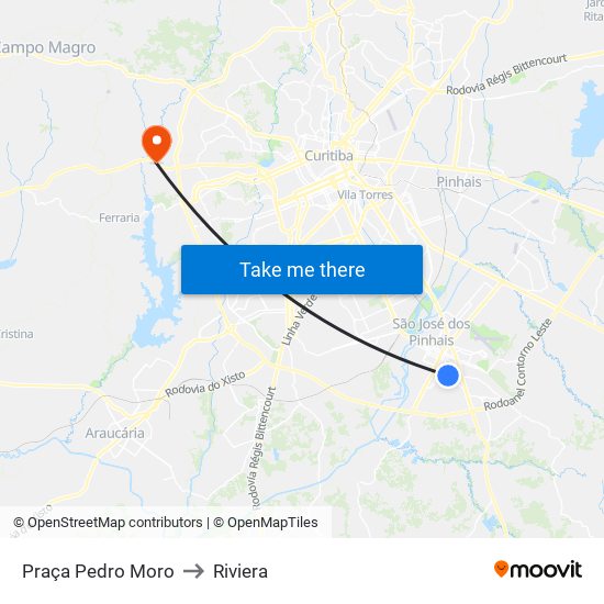 Praça Pedro Moro to Riviera map
