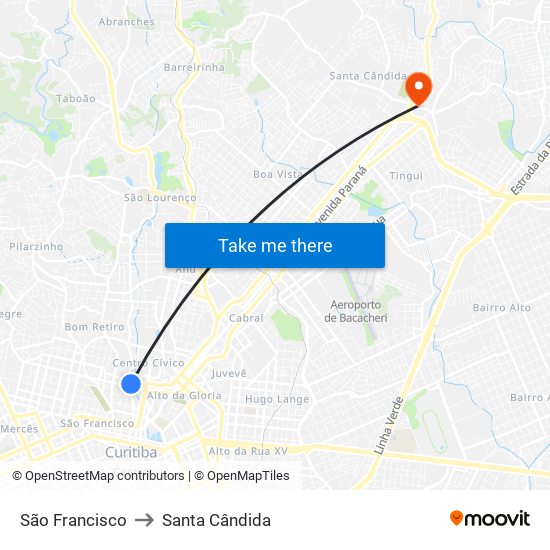 São Francisco to Santa Cândida map