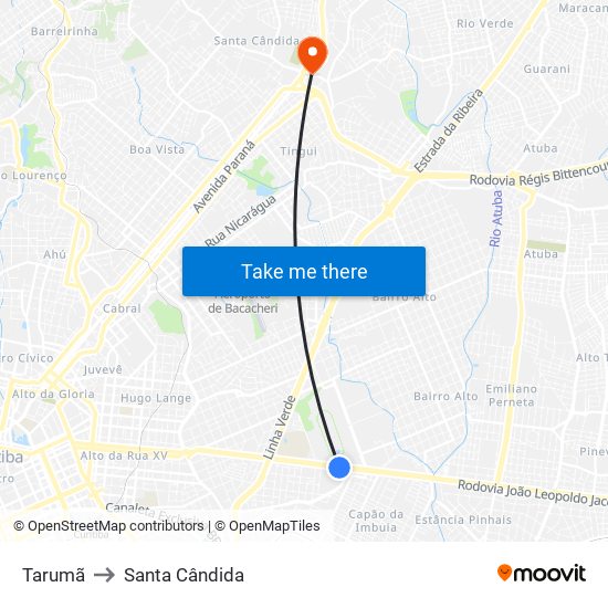 Tarumã to Santa Cândida map