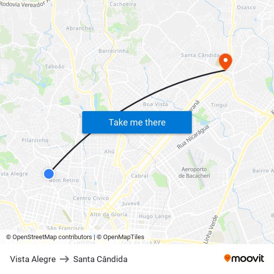 Vista Alegre to Santa Cândida map