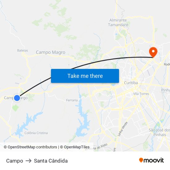 Campo to Santa Cândida map