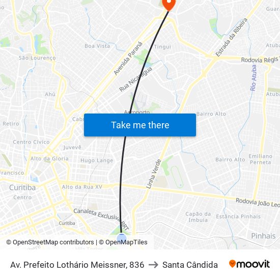 Av. Prefeito Lothário Meissner, 836 to Santa Cândida map