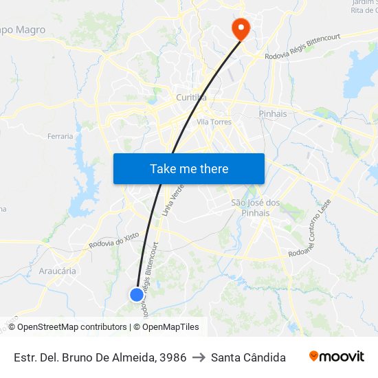 Estr. Del. Bruno De Almeida, 3986 to Santa Cândida map