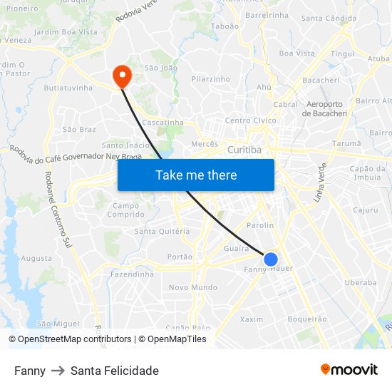 Fanny to Santa Felicidade map