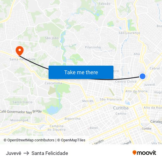 Juvevê to Santa Felicidade map