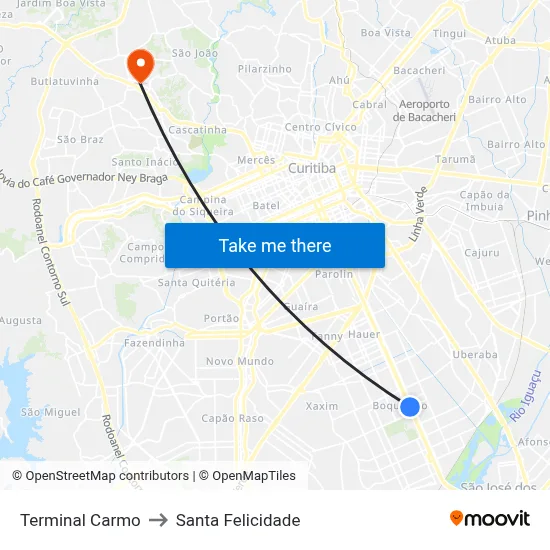 Terminal Carmo to Santa Felicidade map
