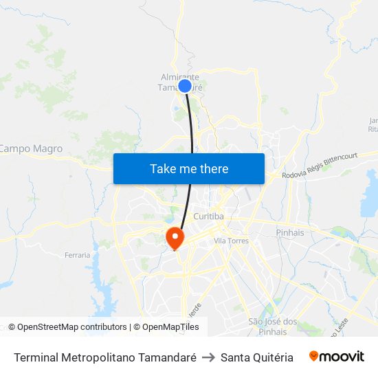 Terminal Metropolitano Tamandaré to Santa Quitéria map