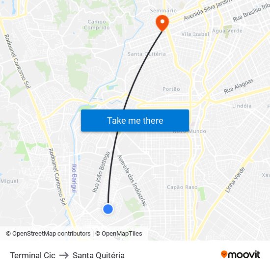 Terminal Cic to Santa Quitéria map