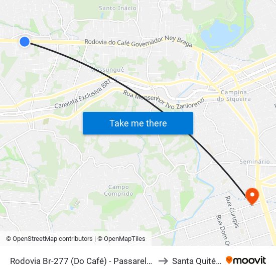 Rodovia Br-277 (Do Café) - Passarela Brf to Santa Quitéria map