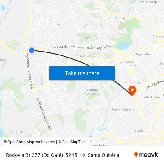 Rodovia Br 277 (Do Café), 5245 to Santa Quitéria map