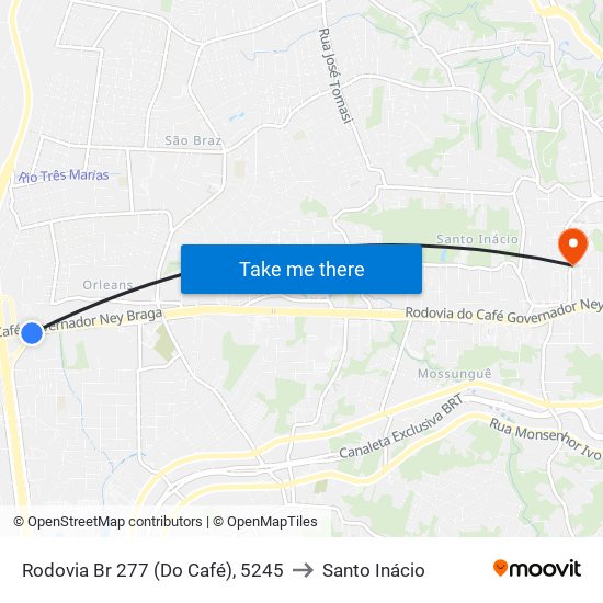 Rodovia Br 277 (Do Café), 5245 to Santo Inácio map