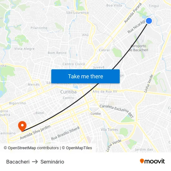 Bacacheri to Seminário map