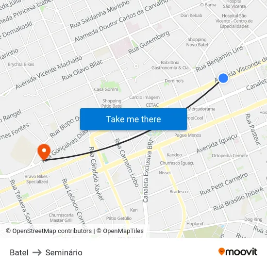 Batel to Seminário map