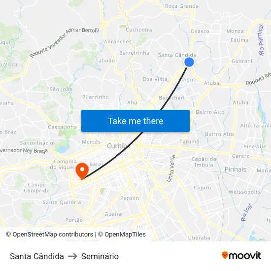 Santa Cândida to Seminário map